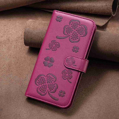 For Realme C53 Four-leaf Embossed Leather Phone Case(Rose Red) - Realme Cases by buy2fix | Online Shopping UK | buy2fix