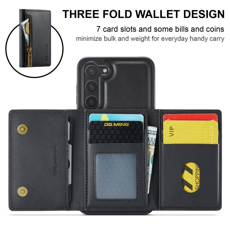 For Samsung Galaxy S23+ DG.MING M5 Series Zip RFID Multi Card Detachable Leather Phone Case(Black) - Galaxy S23+ 5G Cases by DG.MING | Online Shopping UK | buy2fix