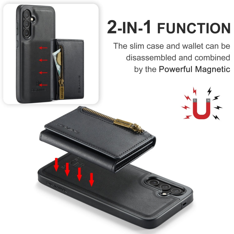 For Samsung Galaxy S24 FE 5G DG.MING M5 Series Zip RFID Multi Card Detachable Leather Phone Case(Black) - Galaxy S24 FE 5G Cases by DG.MING | Online Shopping UK | buy2fix