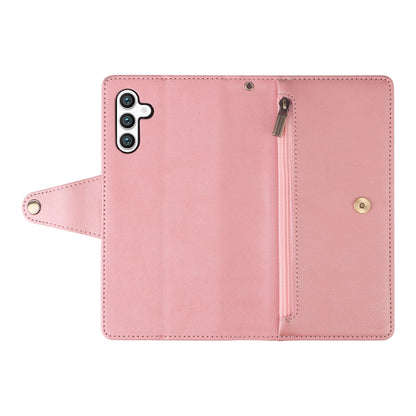 For Samsung Galaxy S24+ 5G Rivet Buckle 9 Cards 3-Fold Wallet Leather Phone Case(Rose Gold) - Galaxy S24+ 5G Cases by buy2fix | Online Shopping UK | buy2fix