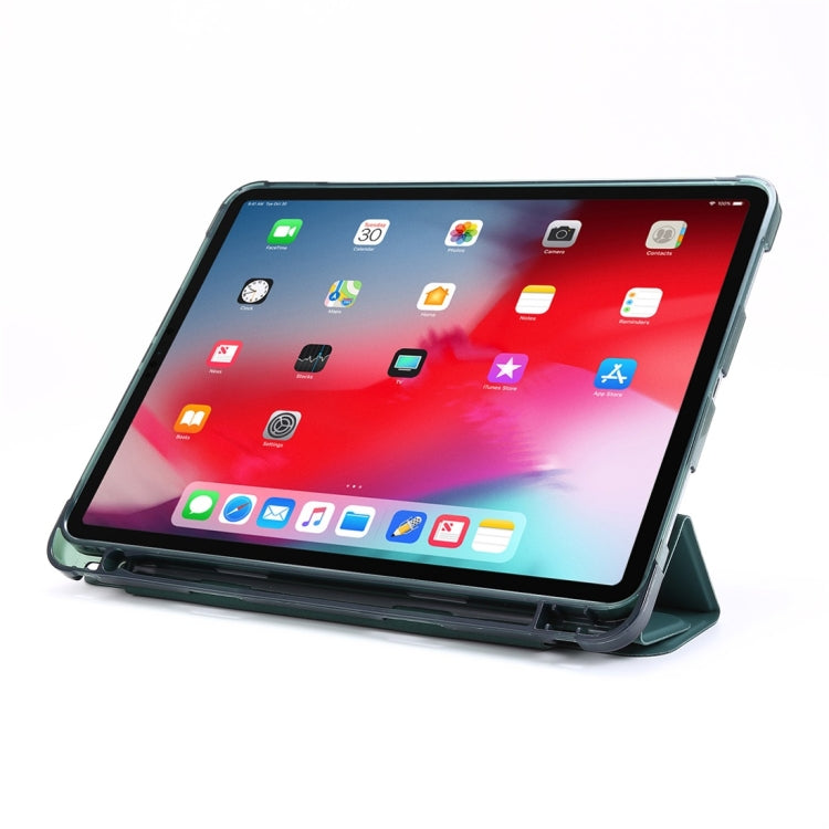 For iPad Air 13 2024 / Pro 12.9 2022 / 2021 Multi-folding TPU Leather Tablet Case with Holder & Pen Slot(Dark Blue) - iPad Pro 12.9 (2018) Cases by buy2fix | Online Shopping UK | buy2fix