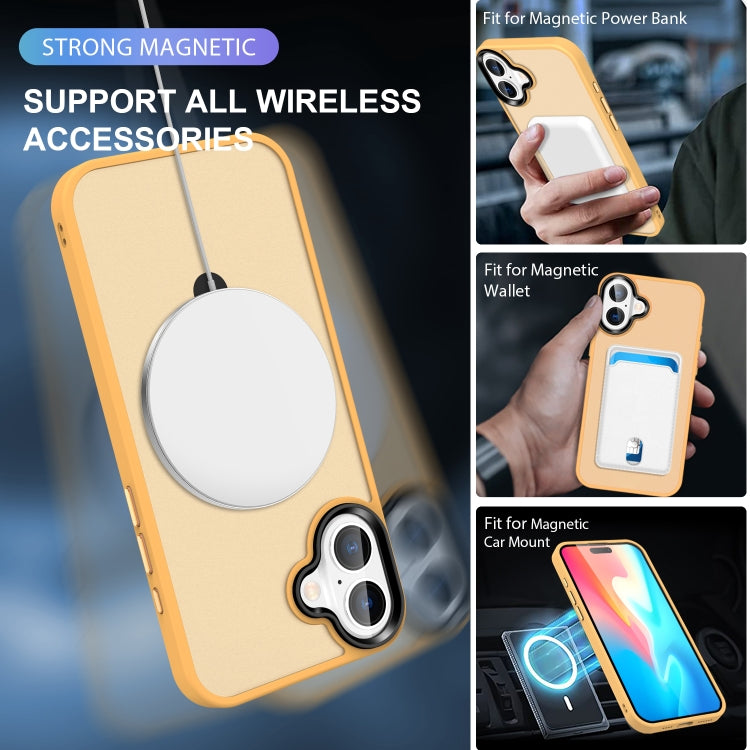 For iPhone 16 Skin-feel MagSafe Holder PC Hybrid TPU Phone Case(Orange) - iPhone 16 Cases by buy2fix | Online Shopping UK | buy2fix