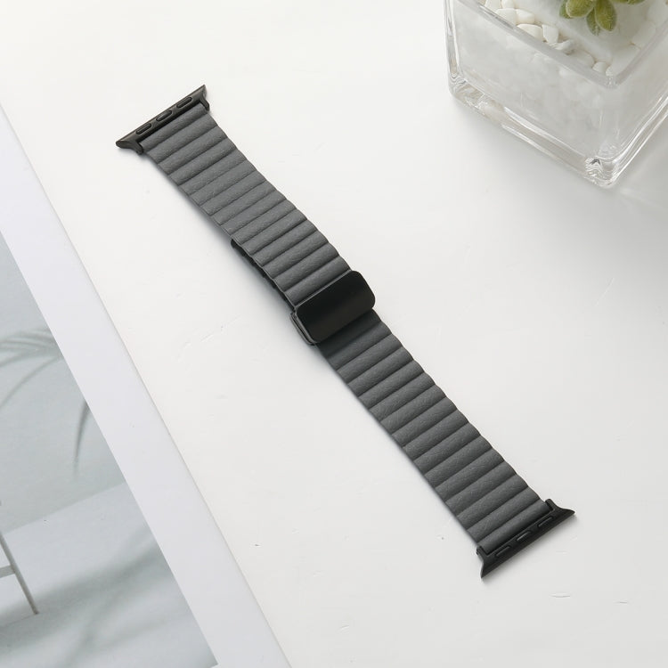 For Apple Watch Series 5 44mm Water Ripple Magnetic Folding Buckle Watch Band, Style: Bold Version(Grey) - Watch Bands by buy2fix | Online Shopping UK | buy2fix