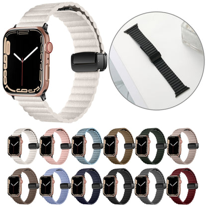 For Apple Watch Series 7 45mm Water Ripple Magnetic Folding Buckle Watch Band, Style: Bold Version(Denim Blue) - Watch Bands by buy2fix | Online Shopping UK | buy2fix