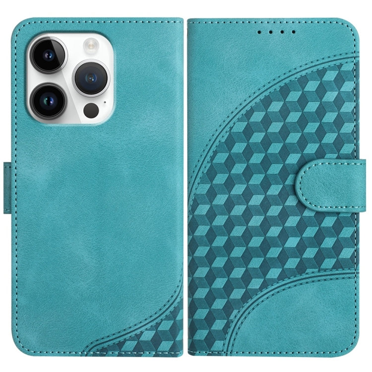 For iPhone 16 Pro YX0060 Elephant Head Embossed Phone Leather Case with Lanyard(Light Blue) - iPhone 16 Pro Cases by buy2fix | Online Shopping UK | buy2fix