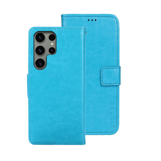 For Samsung Galaxy S24 Ultra 5G idewei Crazy Horse Texture Leather Phone Case(Sky Blue) - Galaxy S24 Ultra 5G Cases by idewei | Online Shopping UK | buy2fix