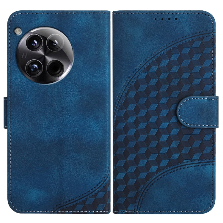 For OnePlus 12 YX0060 Elephant Head Embossed Phone Leather Case with Lanyard(Royal Blue) - OnePlus Cases by buy2fix | Online Shopping UK | buy2fix