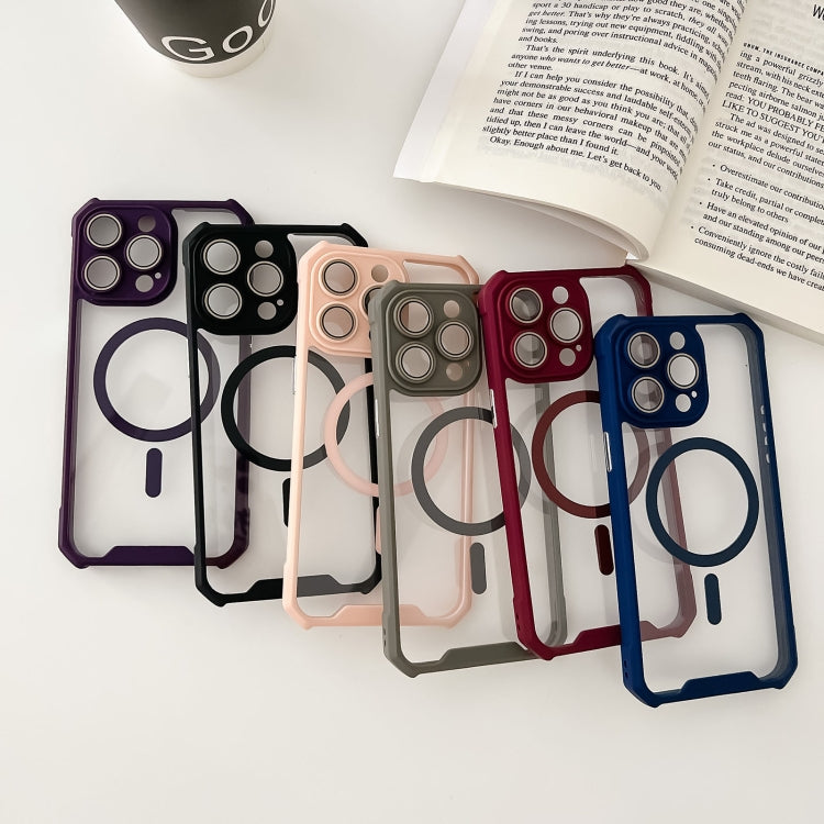 For iPhone 14 Pro Colorful Two-Color Lens Film MagSafe Magnetic Horn Acrylic+TPU Case(Pink) - iPhone 14 Pro Cases by buy2fix | Online Shopping UK | buy2fix