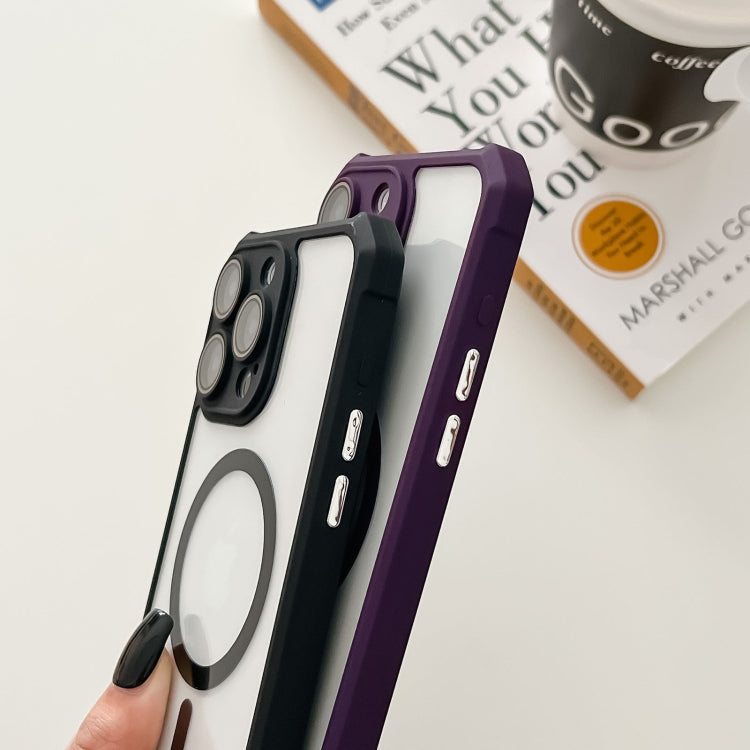 For iPhone 14 Pro Max Colorful Two-Color Lens Film MagSafe Magnetic Horn Acrylic+TPU Case(Purple) - iPhone 14 Pro Max Cases by buy2fix | Online Shopping UK | buy2fix