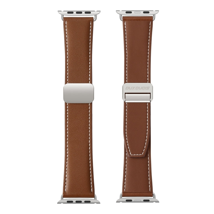 For Apple Watch Ultra 2 49mm DUX DUCIS YA Series Magnetic Buckle Genuine Leather Watch Band(Brown) - Watch Bands by DUX DUCIS | Online Shopping UK | buy2fix