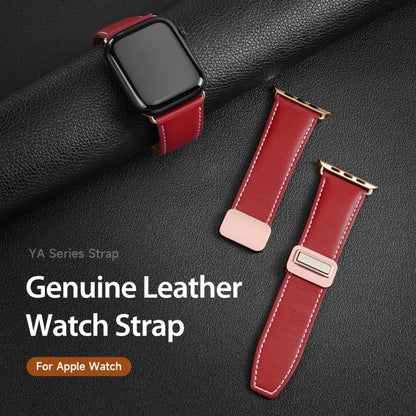 For Apple Watch Series 8 41mm DUX DUCIS YA Series Magnetic Buckle Genuine Leather Watch Band(Red) - Watch Bands by DUX DUCIS | Online Shopping UK | buy2fix