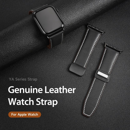 For Apple Watch Series 6 40mm DUX DUCIS YA Series Magnetic Buckle Genuine Leather Watch Band(Black) - Watch Bands by DUX DUCIS | Online Shopping UK | buy2fix