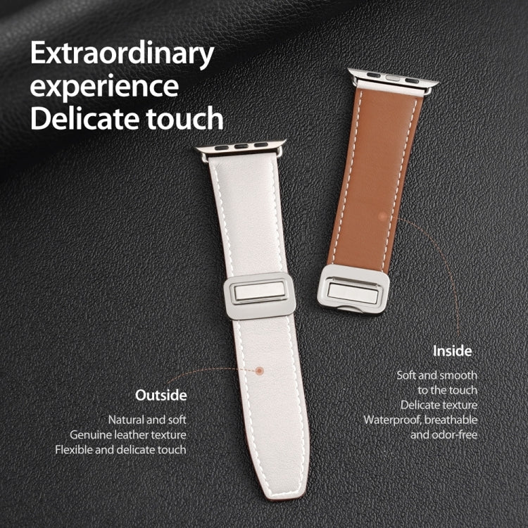 For Apple Watch Series 4 40mm DUX DUCIS YA Series Magnetic Buckle Genuine Leather Watch Band(White) - Watch Bands by DUX DUCIS | Online Shopping UK | buy2fix