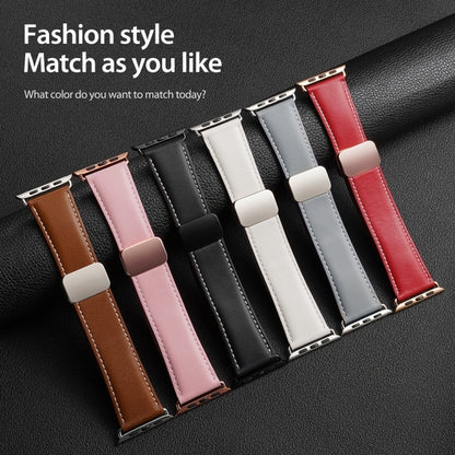 For Apple Watch Series 2 38mm DUX DUCIS YA Series Magnetic Buckle Genuine Leather Watch Band(Pink) - Watch Bands by DUX DUCIS | Online Shopping UK | buy2fix