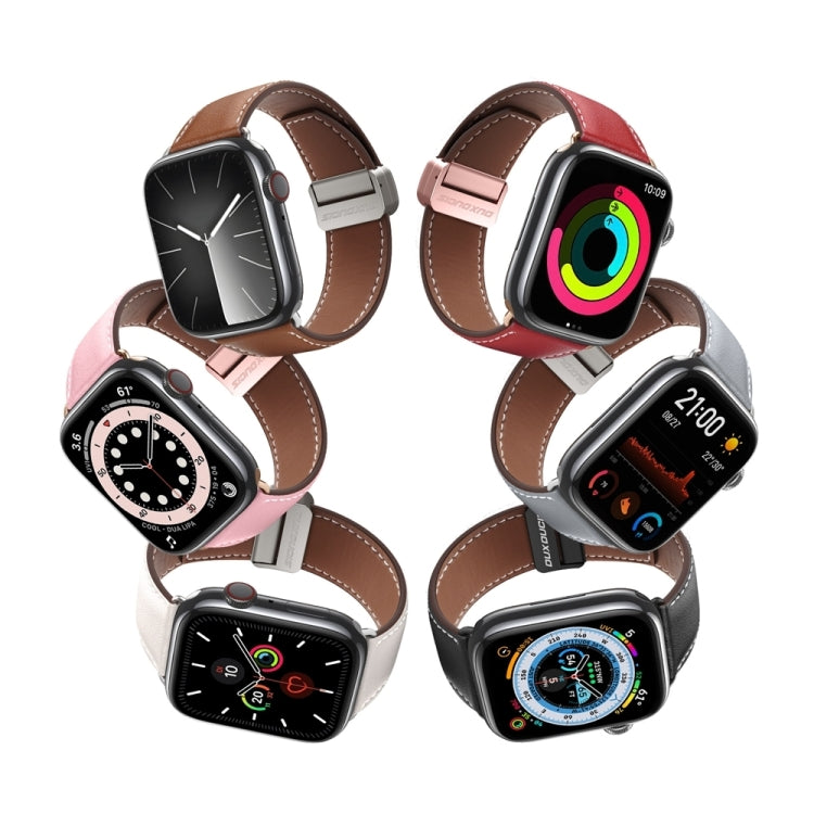 For Apple Watch Series 4 40mm DUX DUCIS YA Series Magnetic Buckle Genuine Leather Watch Band(Pink) - Watch Bands by DUX DUCIS | Online Shopping UK | buy2fix