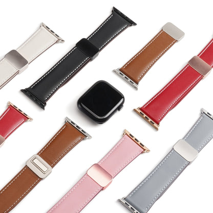 For Apple Watch Ultra 49mm DUX DUCIS YA Series Magnetic Buckle Genuine Leather Watch Band(White) - Watch Bands by DUX DUCIS | Online Shopping UK | buy2fix