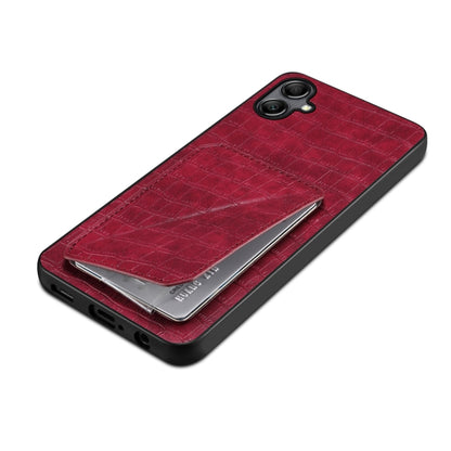 For Samsung Galaxy A22 5G Denior Imitation Crocodile Leather Back Phone Case with Holder(Rose Red) - Galaxy Phone Cases by Denior | Online Shopping UK | buy2fix