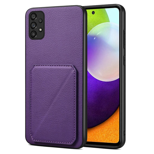 For Samsung Galaxy A52 5G / 4G / A52s Denior Imitation Calf Leather Back Phone Case with Holder(Purple) - Galaxy Phone Cases by Denior | Online Shopping UK | buy2fix