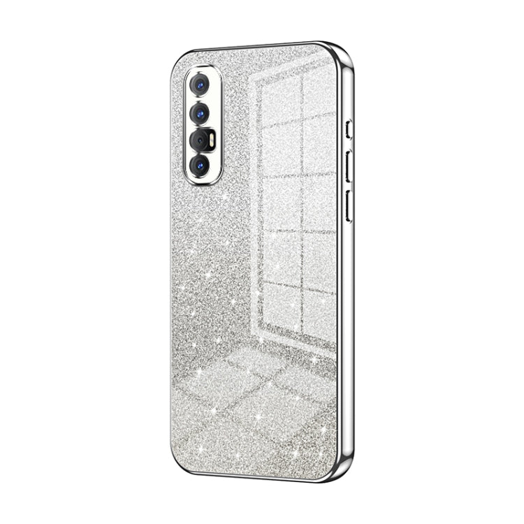 For OPPO Reno3 Pro Gradient Glitter Powder Electroplated Phone Case(Silver) - OPPO Cases by buy2fix | Online Shopping UK | buy2fix