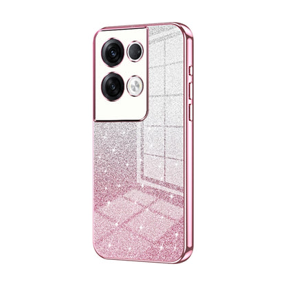 For OPPO Reno8 Pro+ Gradient Glitter Powder Electroplated Phone Case(Pink) - OPPO Cases by buy2fix | Online Shopping UK | buy2fix