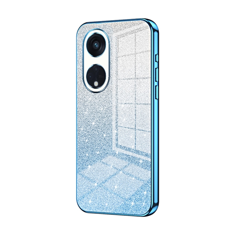 For OPPO Reno8 T 5G Gradient Glitter Powder Electroplated Phone Case(Blue) - OPPO Cases by buy2fix | Online Shopping UK | buy2fix