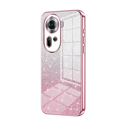 For OPPO Reno11 Global Gradient Glitter Powder Electroplated Phone Case(Pink) - Reno11 Cases by buy2fix | Online Shopping UK | buy2fix