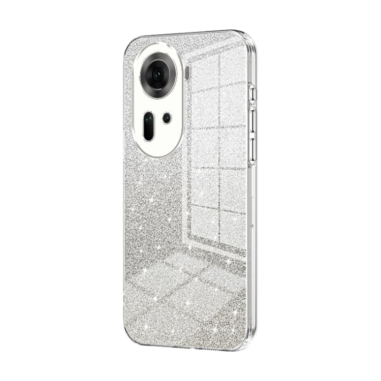 For OPPO Reno11 Global Gradient Glitter Powder Electroplated Phone Case(Transparent) - Reno11 Cases by buy2fix | Online Shopping UK | buy2fix