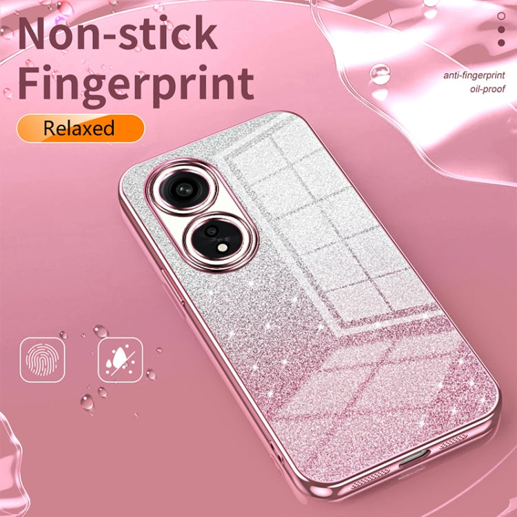 For OPPO A17 / A17K Gradient Glitter Powder Electroplated Phone Case(Transparent) - OPPO Cases by buy2fix | Online Shopping UK | buy2fix