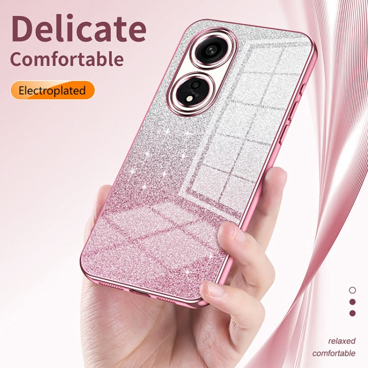 For OPPO A79 5G / A2 Gradient Glitter Powder Electroplated Phone Case(Silver) - OPPO Cases by buy2fix | Online Shopping UK | buy2fix