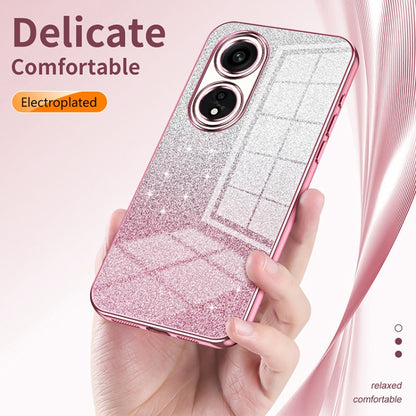 For OPPO Reno8 Pro Gradient Glitter Powder Electroplated Phone Case(Transparent) - OPPO Cases by buy2fix | Online Shopping UK | buy2fix