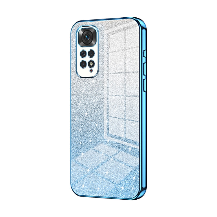 For Xiaomi Redmi Note 11 Global / Note 11S Gradient Glitter Powder Electroplated Phone Case(Blue) - Xiaomi Cases by buy2fix | Online Shopping UK | buy2fix