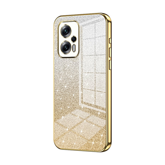 For Xiaomi Redmi Note 11T Pro/Poco X4 GT Gradient Glitter Powder Electroplated Phone Case(Gold) - Xiaomi Cases by buy2fix | Online Shopping UK | buy2fix