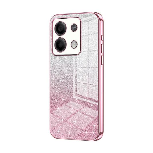 For Xiaomi Redmi Note 13 5G Gradient Glitter Powder Electroplated Phone Case(Pink) - Note 13 Cases by buy2fix | Online Shopping UK | buy2fix