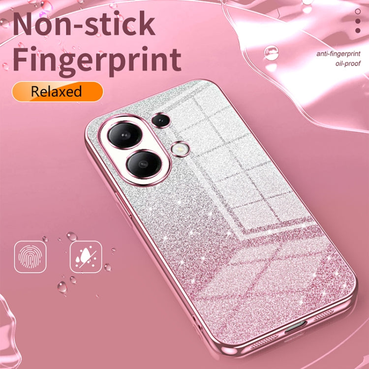For Xiaomi Redmi Note 13 4G Gradient Glitter Powder Electroplated Phone Case(Pink) - Note 13 Cases by buy2fix | Online Shopping UK | buy2fix