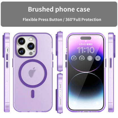 For iPhone 14 Pro MagSafe Frosted Translucent TPU + PC Full Coverage Phone Case(Dark Purple) - iPhone 14 Pro Cases by buy2fix | Online Shopping UK | buy2fix