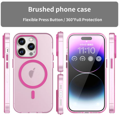 For iPhone 14 Pro MagSafe Frosted Translucent TPU + PC Full Coverage Phone Case(Pink) - iPhone 14 Pro Cases by buy2fix | Online Shopping UK | buy2fix