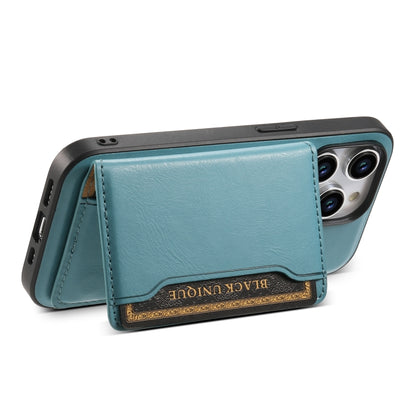 For iPhone 12 Pro Max Denior Cowhide Texture Leather MagSafe Detachable Wallet Phone Case(Blue) - iPhone 12 Pro Max Cases by Denior | Online Shopping UK | buy2fix