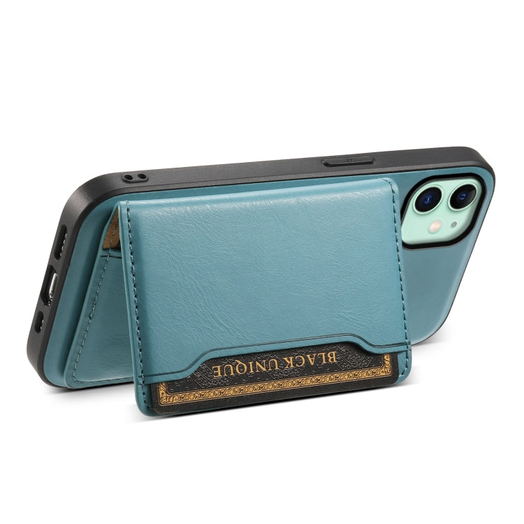 For iPhone 11 Denior Cowhide Texture Leather MagSafe Detachable Wallet Phone Case(Blue) - iPhone 11 Cases by Denior | Online Shopping UK | buy2fix