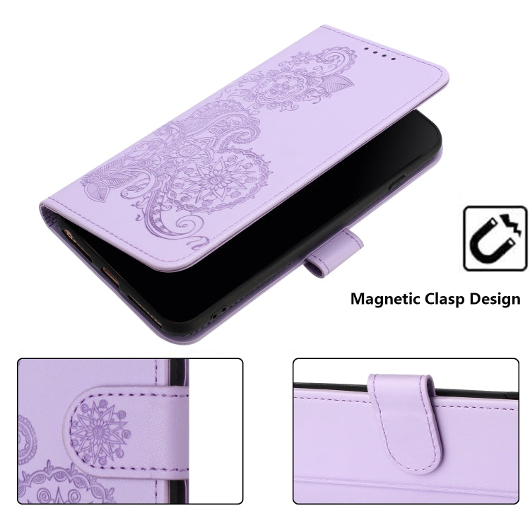 For Xiaomi Redmi K70 Datura Flower Embossed Flip Leather Phone Case(Purple) - K70 Cases by buy2fix | Online Shopping UK | buy2fix