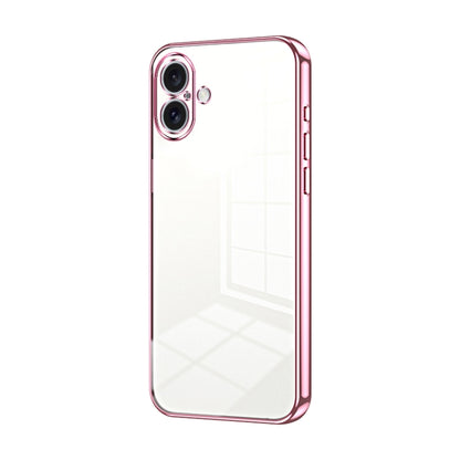 For iPhone 16 Plus Transparent Plating Fine Hole Phone Case(Pink) - iPhone 16 Plus Cases by buy2fix | Online Shopping UK | buy2fix