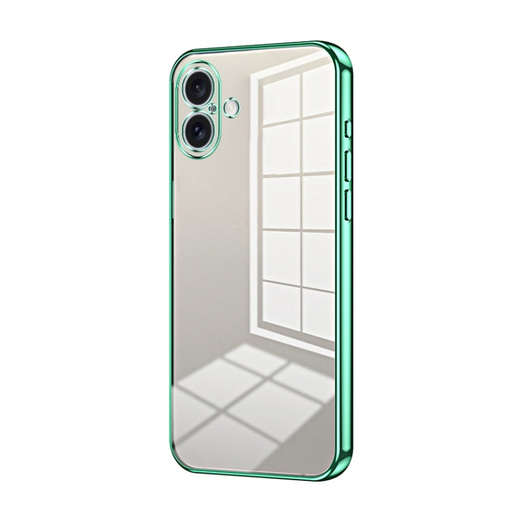 For iPhone 16 Plus Transparent Plating Fine Hole Phone Case(Green) - iPhone 16 Plus Cases by buy2fix | Online Shopping UK | buy2fix