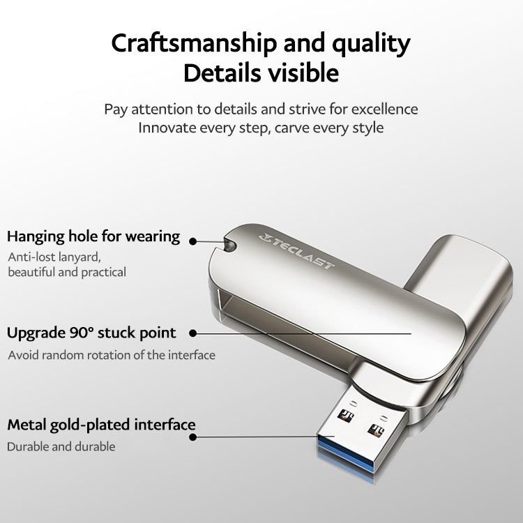 Teclast Leishen Plus Series USB3.0 Twister Flash Drive, Memory:64GB(Silver) - USB Flash Drives by TECLAST | Online Shopping UK | buy2fix