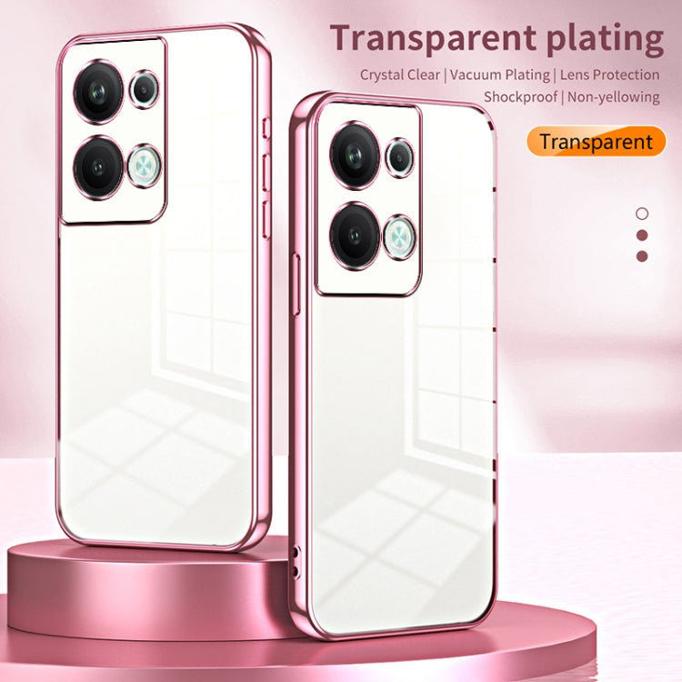 For OPPO Reno9 Pro+ Transparent Plating Fine Hole Phone Case(Pink) - OPPO Cases by buy2fix | Online Shopping UK | buy2fix