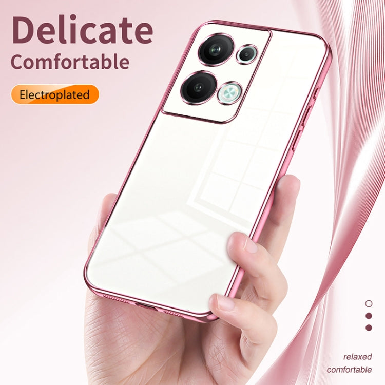 For OPPO Reno9 Pro+ Transparent Plating Fine Hole Phone Case(Black) - OPPO Cases by buy2fix | Online Shopping UK | buy2fix
