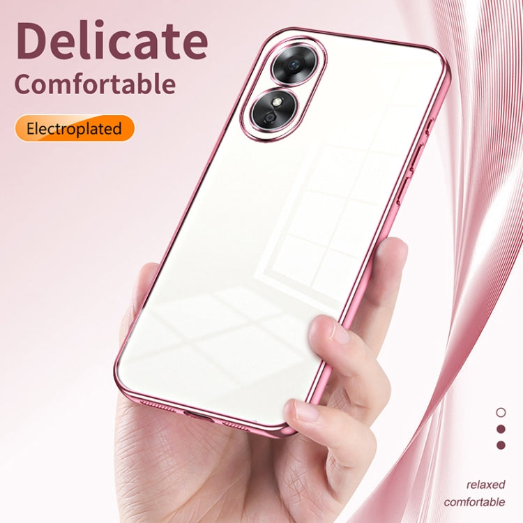 For OPPO A17 / A17K Transparent Plating Fine Hole Phone Case(Silver) - OPPO Cases by buy2fix | Online Shopping UK | buy2fix