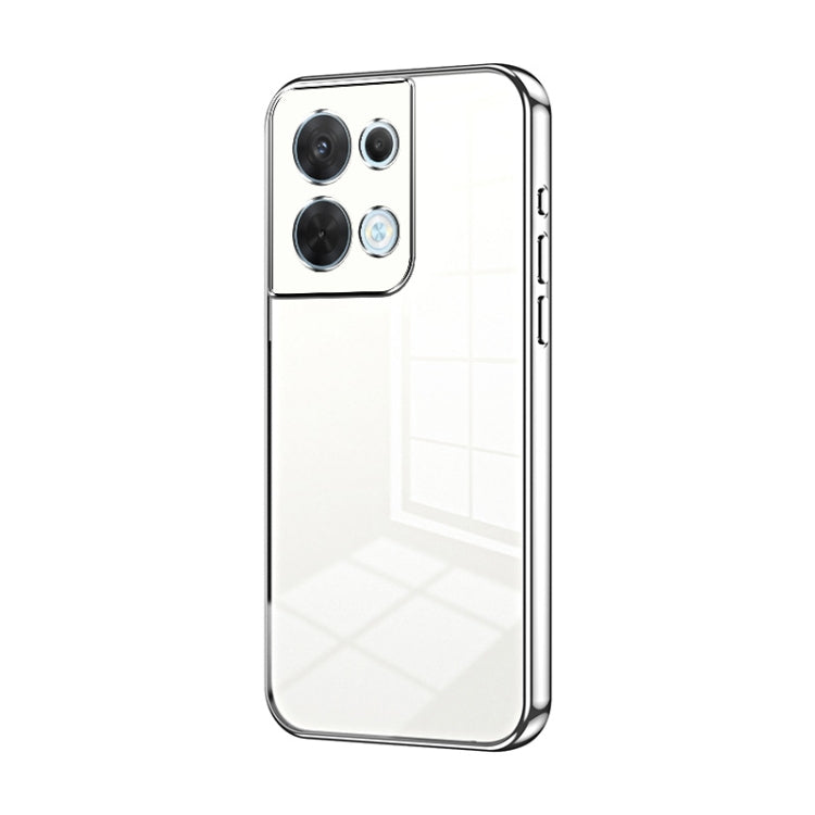 For OPPO Reno8 Transparent Plating Fine Hole Phone Case(Silver) - OPPO Cases by buy2fix | Online Shopping UK | buy2fix