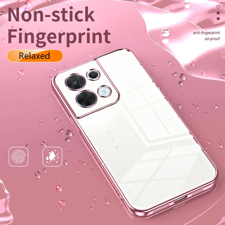 For OPPO Reno8 Transparent Plating Fine Hole Phone Case(Silver) - OPPO Cases by buy2fix | Online Shopping UK | buy2fix