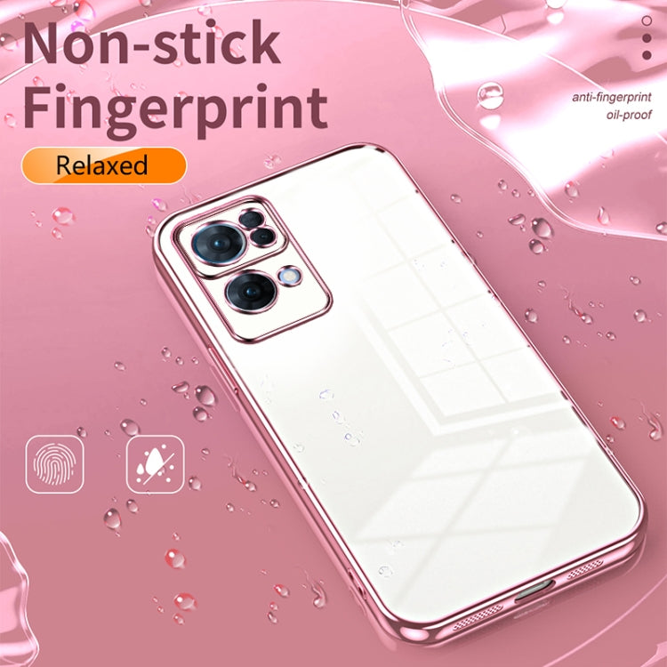 For OPPO Reno7 Pro Transparent Plating Fine Hole Phone Case(Green) - OPPO Cases by buy2fix | Online Shopping UK | buy2fix