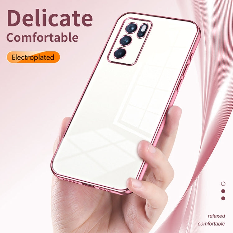 For OPPO Reno6 Pro Indian  Transparent Plating Fine Hole Phone Case(Purple) - OPPO Cases by buy2fix | Online Shopping UK | buy2fix