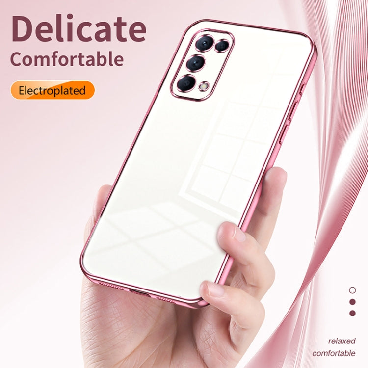 For OPPO Reno5 4G/5G / Reno5 K Transparent Plating Fine Hole Phone Case(Pink) - OPPO Cases by buy2fix | Online Shopping UK | buy2fix